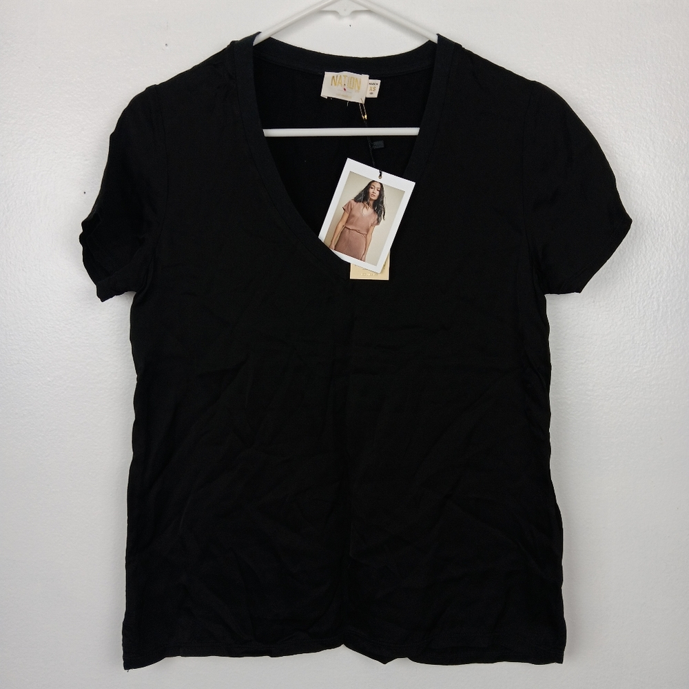 Nation Sport Wear June Santeen V-Neck Black Size XS Goth Black Fairy whimsigoth‎